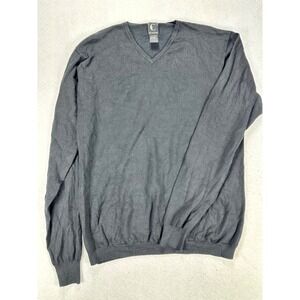 The Collection Mens 90s Silk Blend V-Neck Sweater Black Large Lightweight Knit L